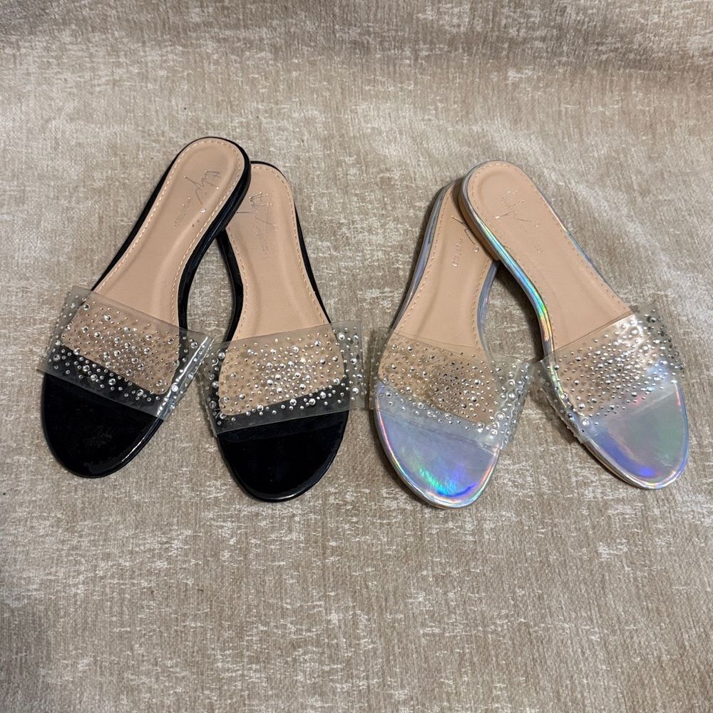Sergio Todzi Stylish Clear Slide Sandals SET OF 2